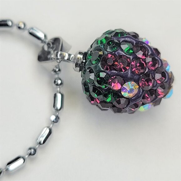 Heart Style Purple and Green Crystal Rhinestones Pendant Necklace - Picture 6 of 7